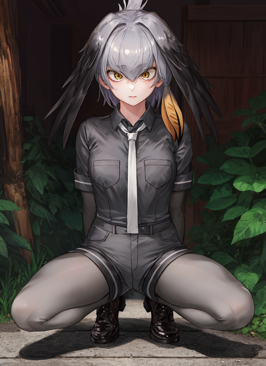 08299-356335156-beautiful, masterpiece, best quality, realistic photo of 1girl, shoebill, squatting, spread legs, collared shirt, grey hair, gre.png